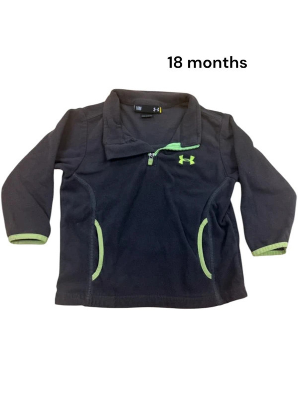 Under Armour Fleece Black and Neon Green 18 months